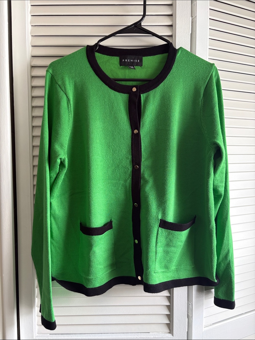 Premise Bright Green Cardigan with Black Trim